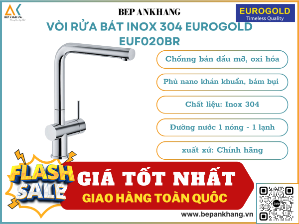 Vòi rửa bát inox 304 Eurogold EUF020BR